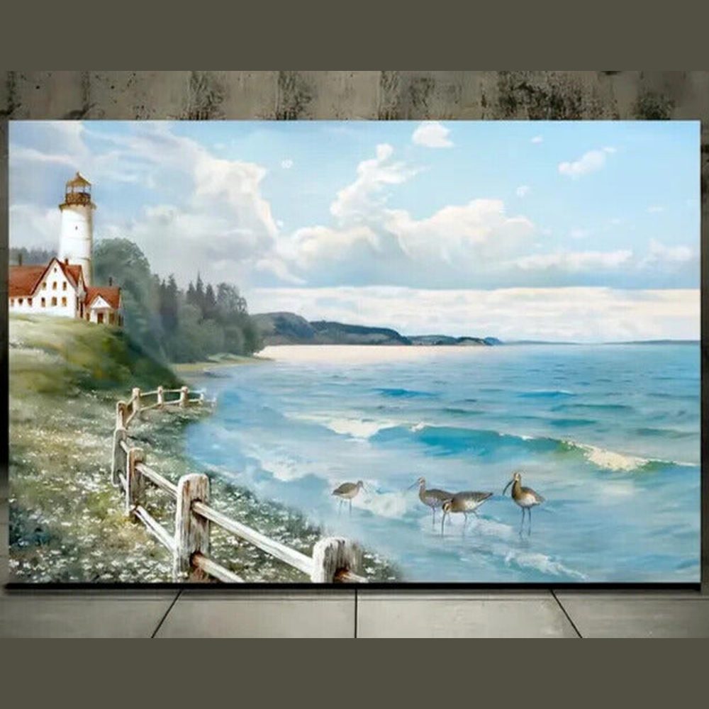 Beautiful Lighthouse Seascape Framed 11.8" x 15.7" Wall Art NEW! Home & Garden:Home Décor:Posters & Prints Style Your Walls